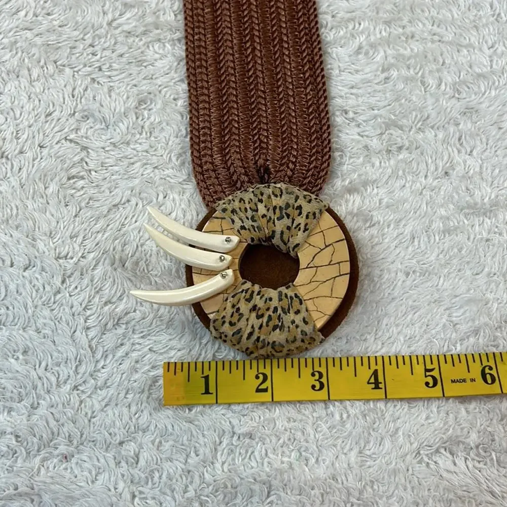 Unbranded Safari  Leopard and talon tooth adjustable belt med - ‎ Large